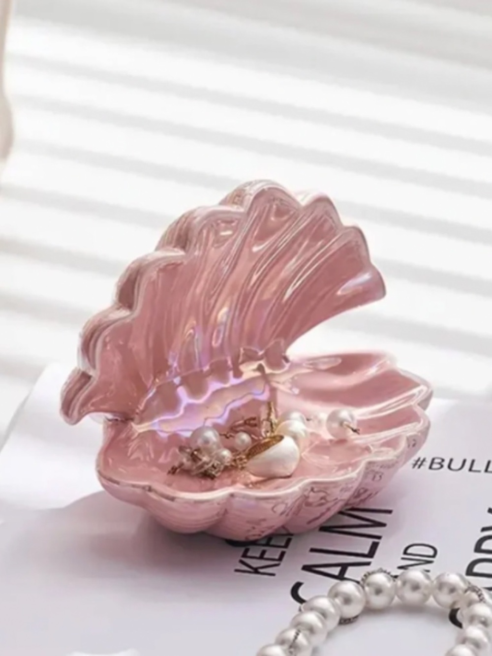 Pink Ceramic Shell Jewelry Display